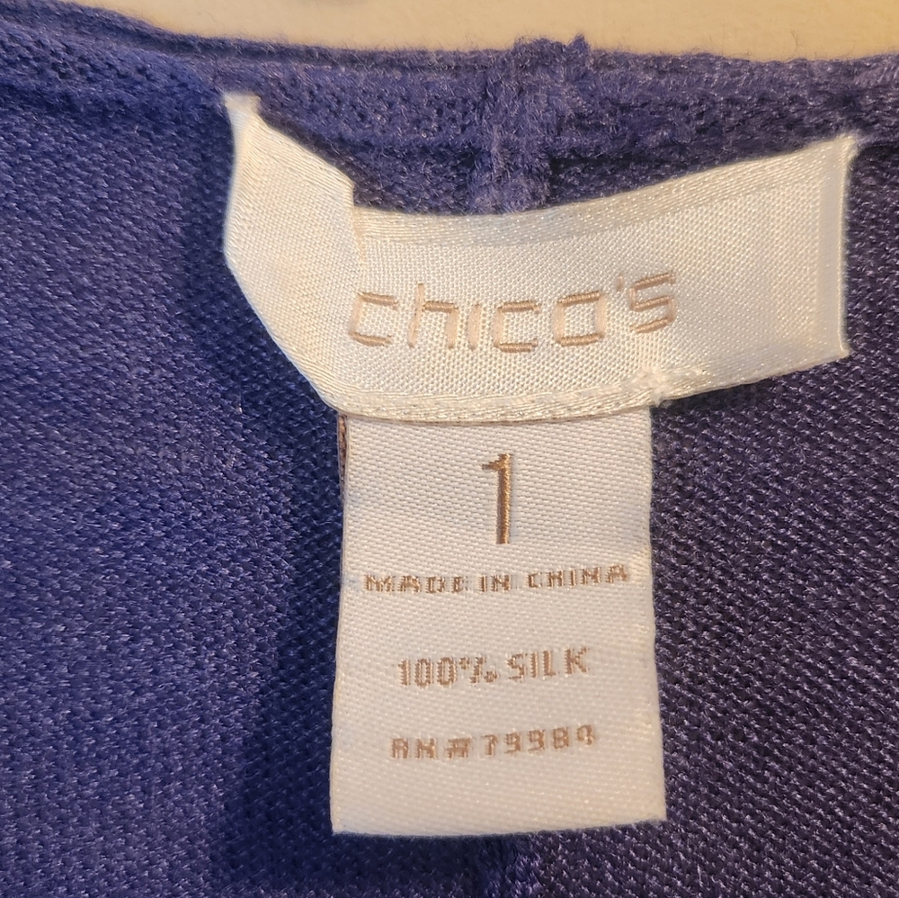 Chico's SILK Knit Tunic Jacket In Periwinkle - Picture 2 of 5